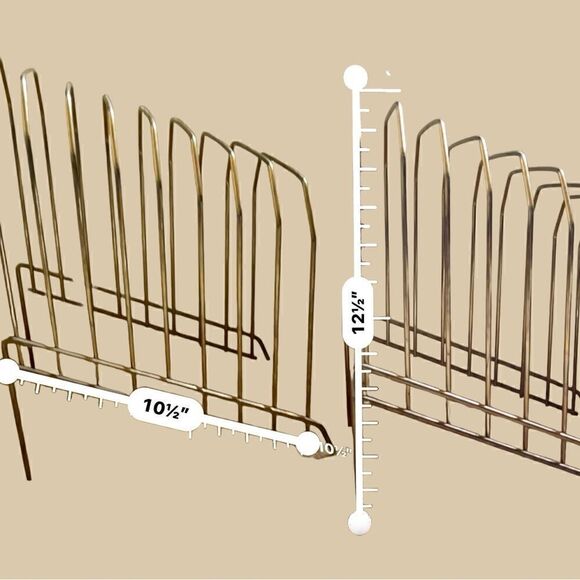 Vintage 1970’s Gold Brass Tone Lacquer Wire (8) Vinyl File Holder Tabletop Stand - Picture 14 of 14